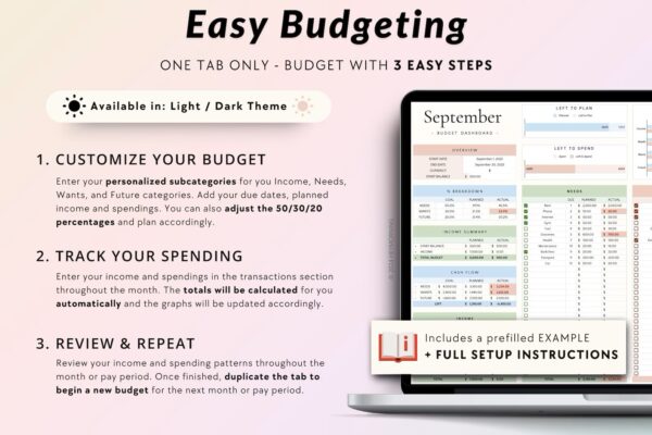 50/30/20 Budget Spreadsheet - Image 3